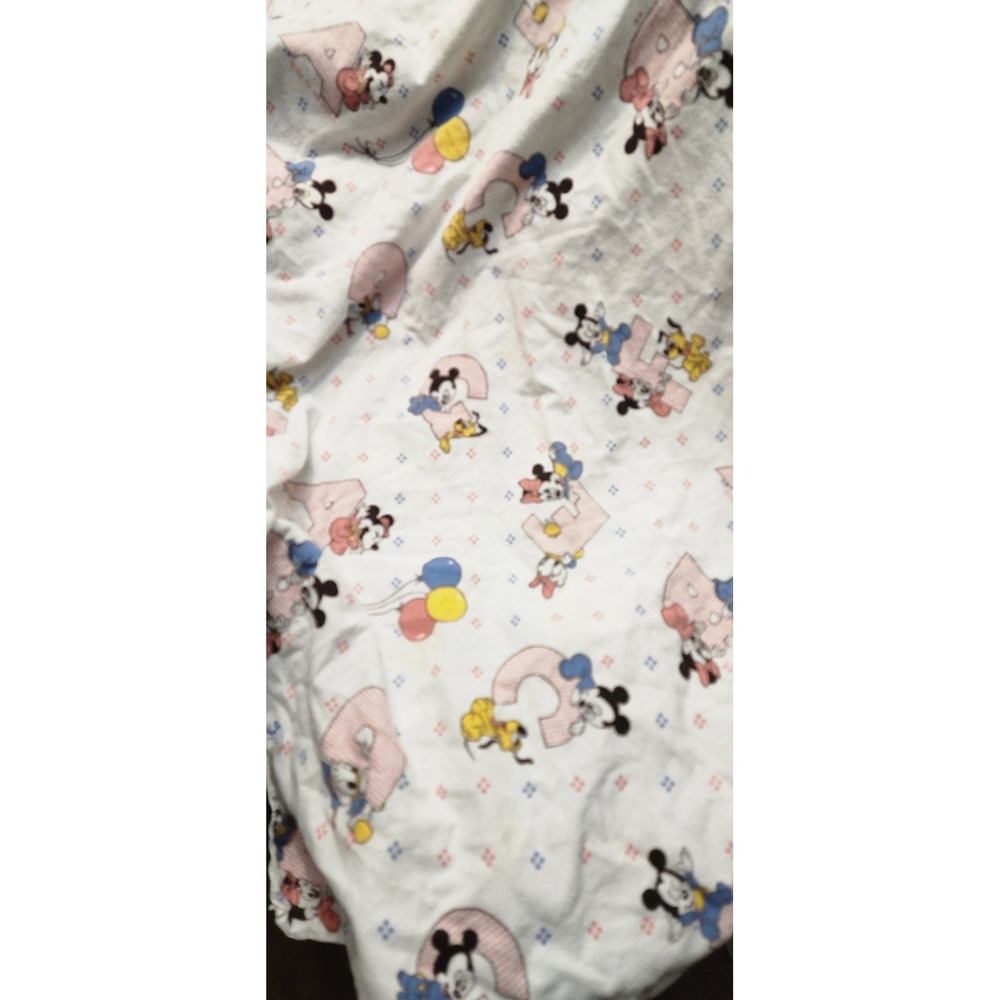 Vintage Dundee 1984 Disney Baby ABC's Block Crib Blanket Mickey Minnie Mouse